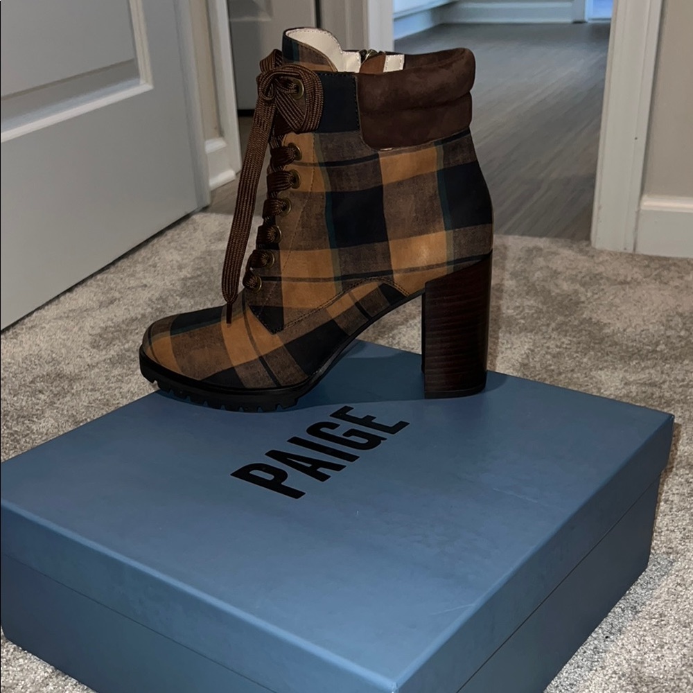Paige Women's Plaid Ankle Boots - Brown and Black